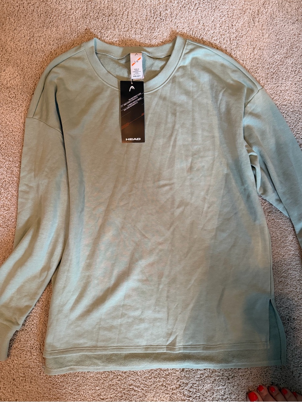 HEAD Pastel Mint Green Long Sleeve Crew - Picture 2 of 3